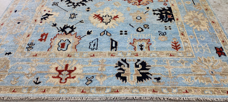 Kelly Behun Blue Hand-Knotted Oushak Rug 8x10 | Banana Manor Rug Company