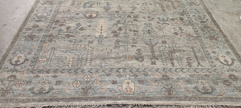 Kelly Klein 9x11.9 Tan and Grey Hand-Knotted Oushak Rug | Banana Manor Rug Company