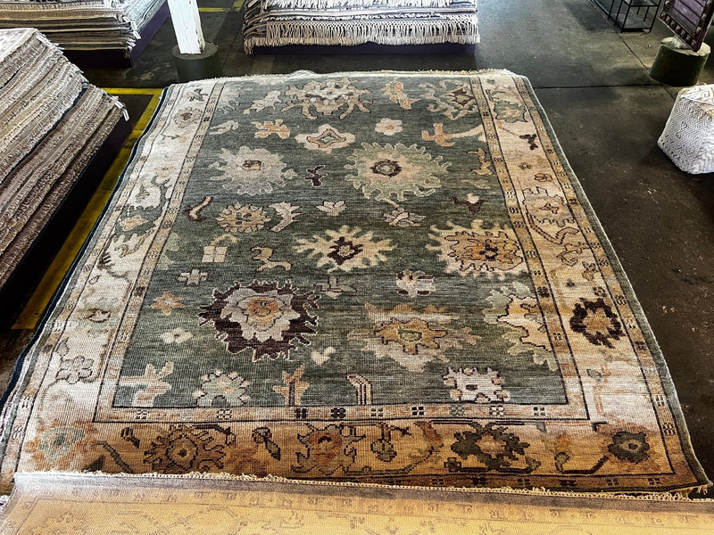 Kelly Sawyer Patricof 8x10.3 Light Green and Beige Hand-Knotted Oushak Rug | Banana Manor Rug Factory Outlet