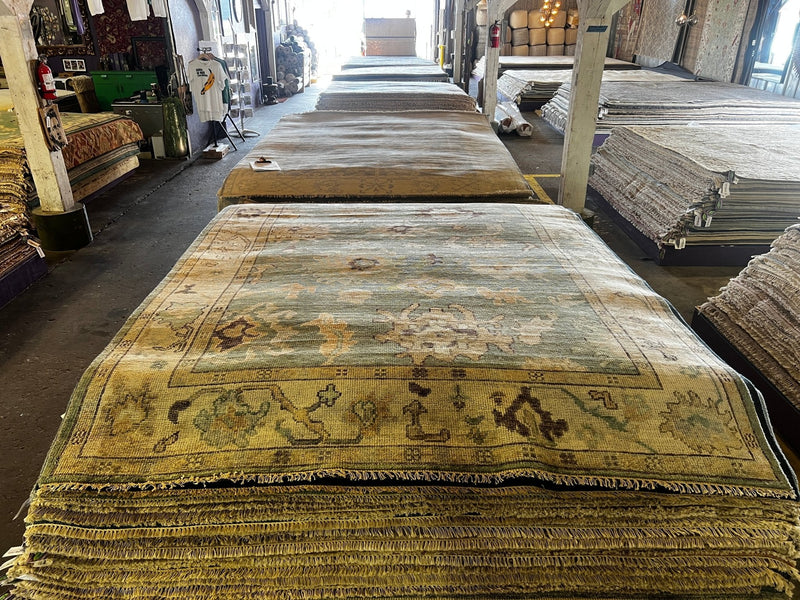 Kelly Sawyer Patricof 8x10.3 Light Green and Beige Hand-Knotted Oushak Rug | Banana Manor Rug Factory Outlet