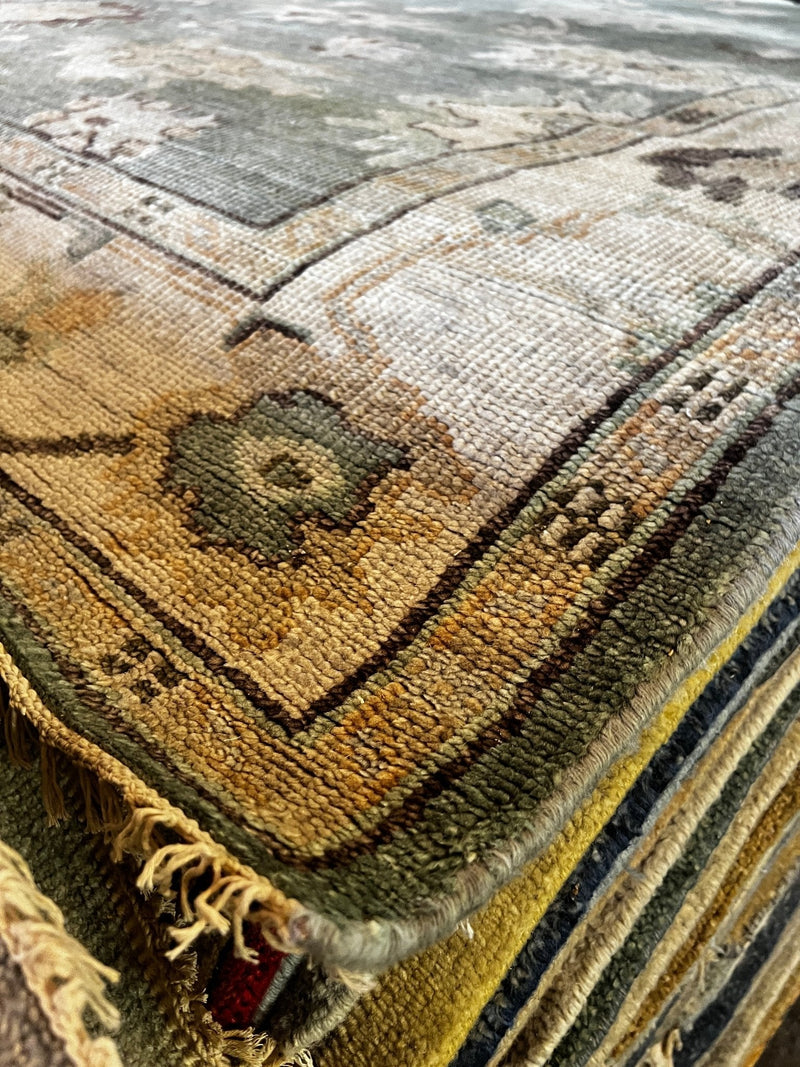 Kelly Sawyer Patricof 8x10.3 Light Green and Beige Hand-Knotted Oushak Rug | Banana Manor Rug Factory Outlet