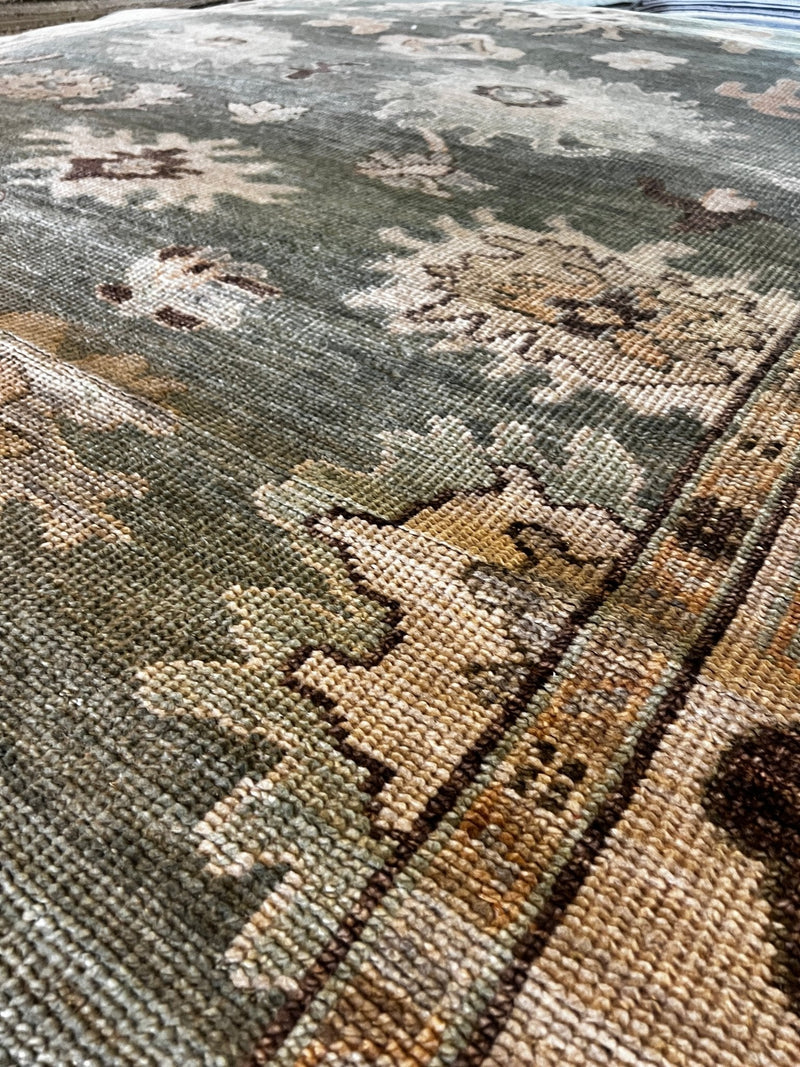 Kelly Sawyer Patricof 8x10.3 Light Green and Beige Hand-Knotted Oushak Rug | Banana Manor Rug Factory Outlet