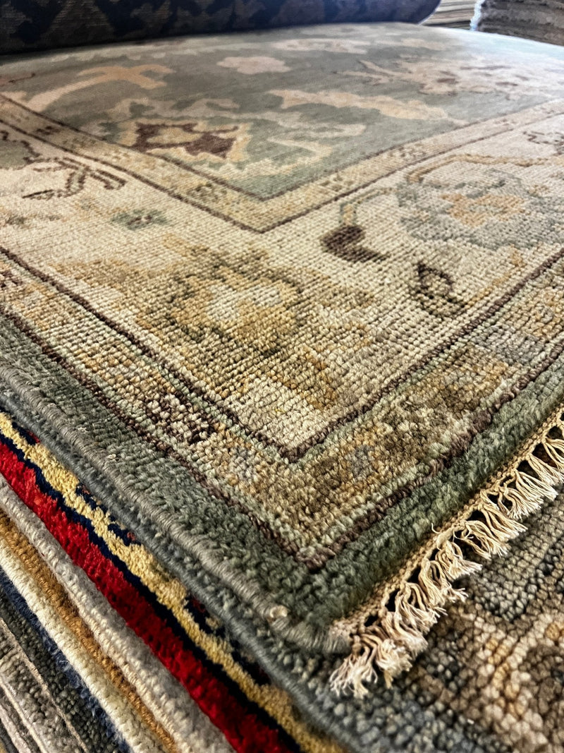 Kelly Sawyer Patricof 8x10.3 Light Green and Beige Hand-Knotted Oushak Rug | Banana Manor Rug Factory Outlet