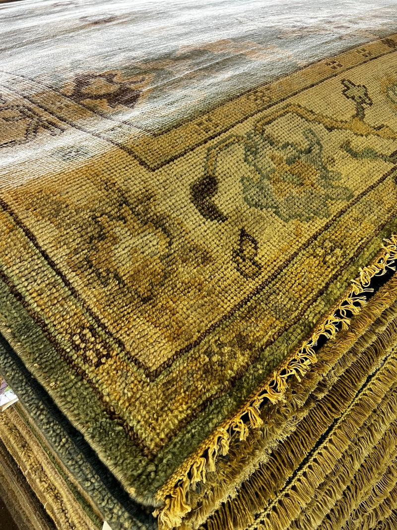 Kelly Sawyer Patricof 8x10.3 Light Green and Beige Hand-Knotted Oushak Rug | Banana Manor Rug Factory Outlet