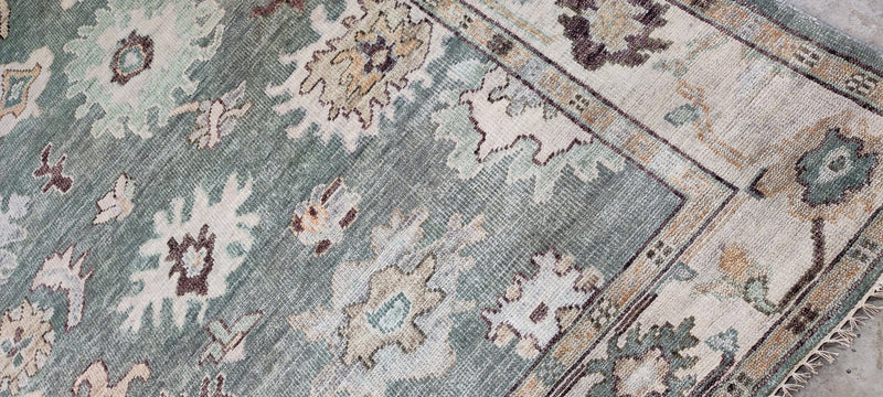 Kelly Sawyer Patricof Light Green and Beige Hand-Knotted Oushak Rug 8x10.3 | Banana Manor Rug Company