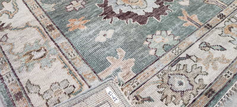 Kelly Sawyer Patricof Light Green and Beige Hand-Knotted Oushak Rug 8x10.3 | Banana Manor Rug Company