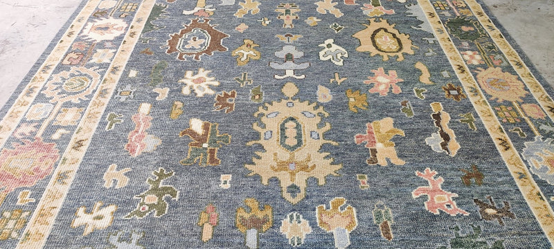 Kelly Wearstler 9.3x12 Blue Hand-Knotted Oushak Rug | Banana Manor Rug Company