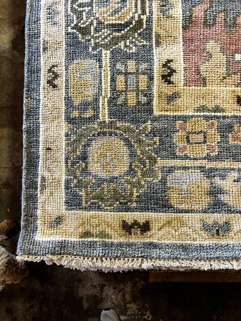 Kelly Wearstler 9.3x12 Blue Hand-Knotted Oushak Rug | Banana Manor Rug Factory Outlet