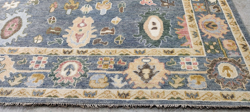 Kelly Wearstler 9.3x12 Blue Hand-Knotted Oushak Rug | Banana Manor Rug Company