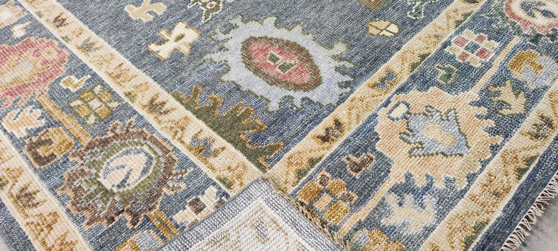 Kelly Wearstler 9.3x12 Blue Hand-Knotted Oushak Rug | Banana Manor Rug Company