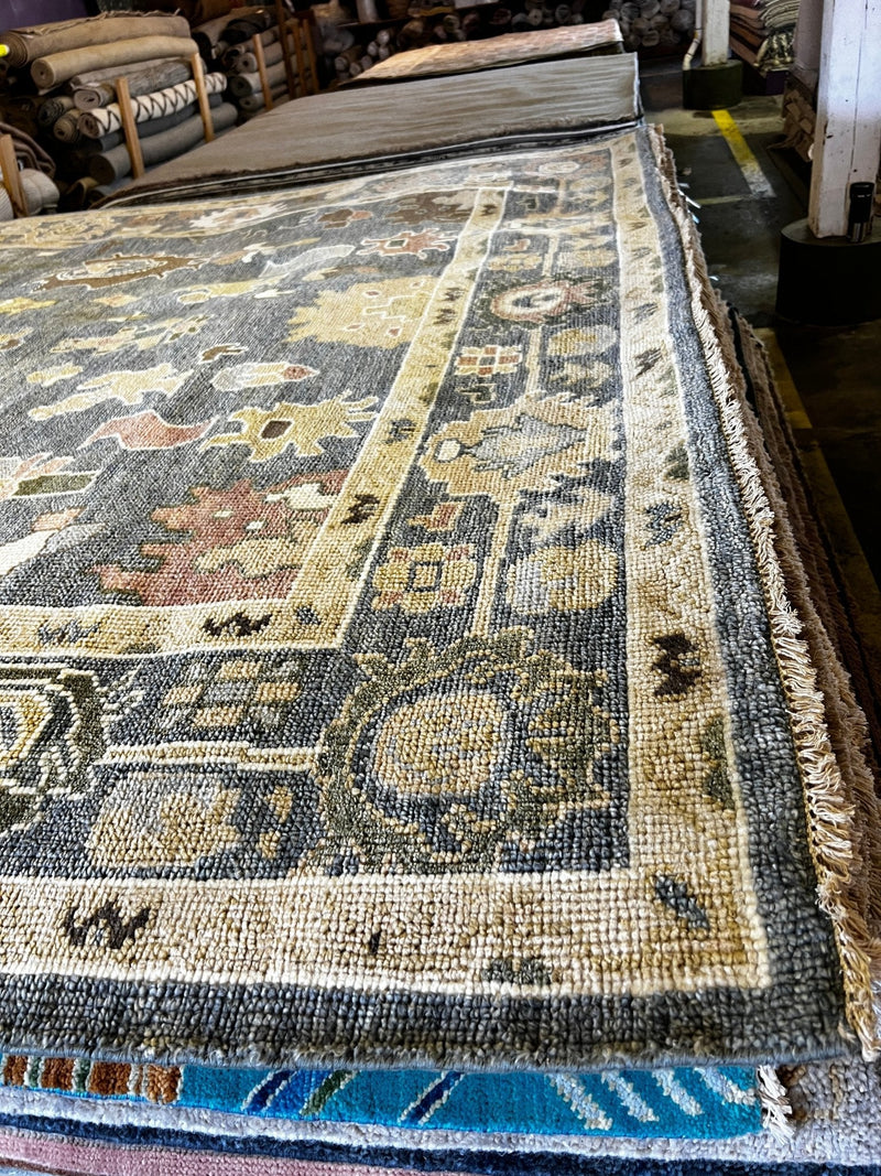 Kelly Wearstler 9.3x12 Blue Hand-Knotted Oushak Rug | Banana Manor Rug Factory Outlet