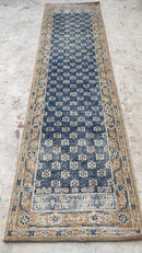 Kelsey 2.6x9.9 Hand-Knotted Blue and Brown Oushak Runner | Banana Manor Rug Company
