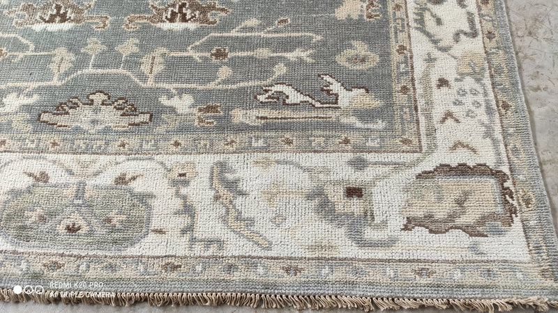 Kennedy Jones 8x10 Hand-Knotted Grey and Ivory Oushak Rug | Banana Manor Rug Company