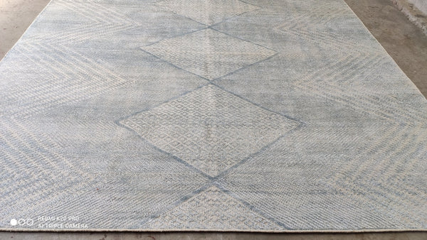 Kenneth Ludwig 9x12 Hand-Knotted Blue and White Modern Rug | Banana Manor Rug Company