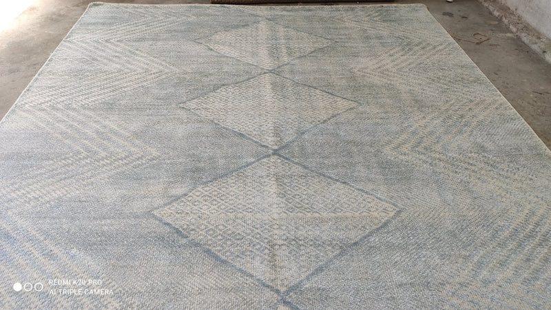 Kenneth Ludwig 9x12 Hand-Knotted Blue and White Modern Rug | Banana Manor Rug Company