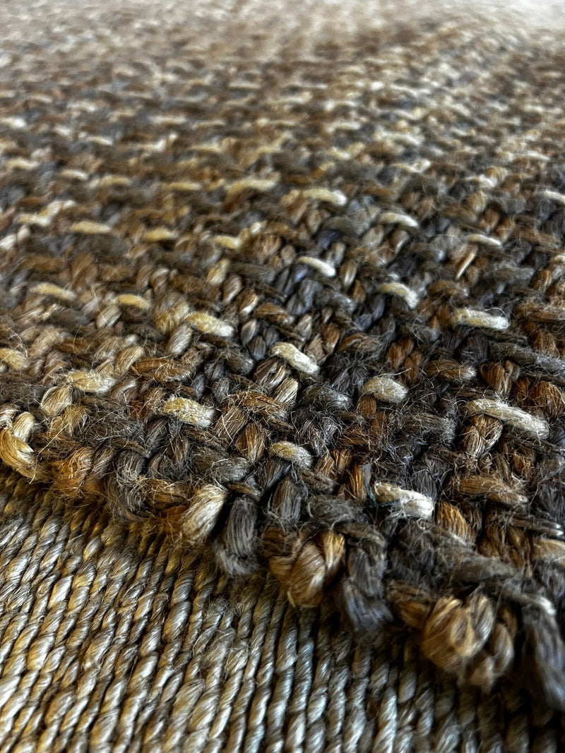 Kent Tekulve 8.3X9.6 Grey and Black Wool & Jute Durrie Rug | Banana Manor Rug Factory Outlet