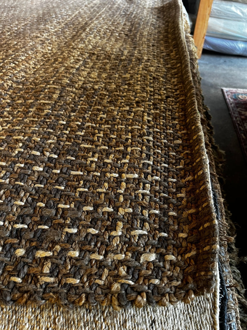 Kent Tekulve 8.3X9.6 Grey and Black Wool & Jute Durrie Rug | Banana Manor Rug Factory Outlet