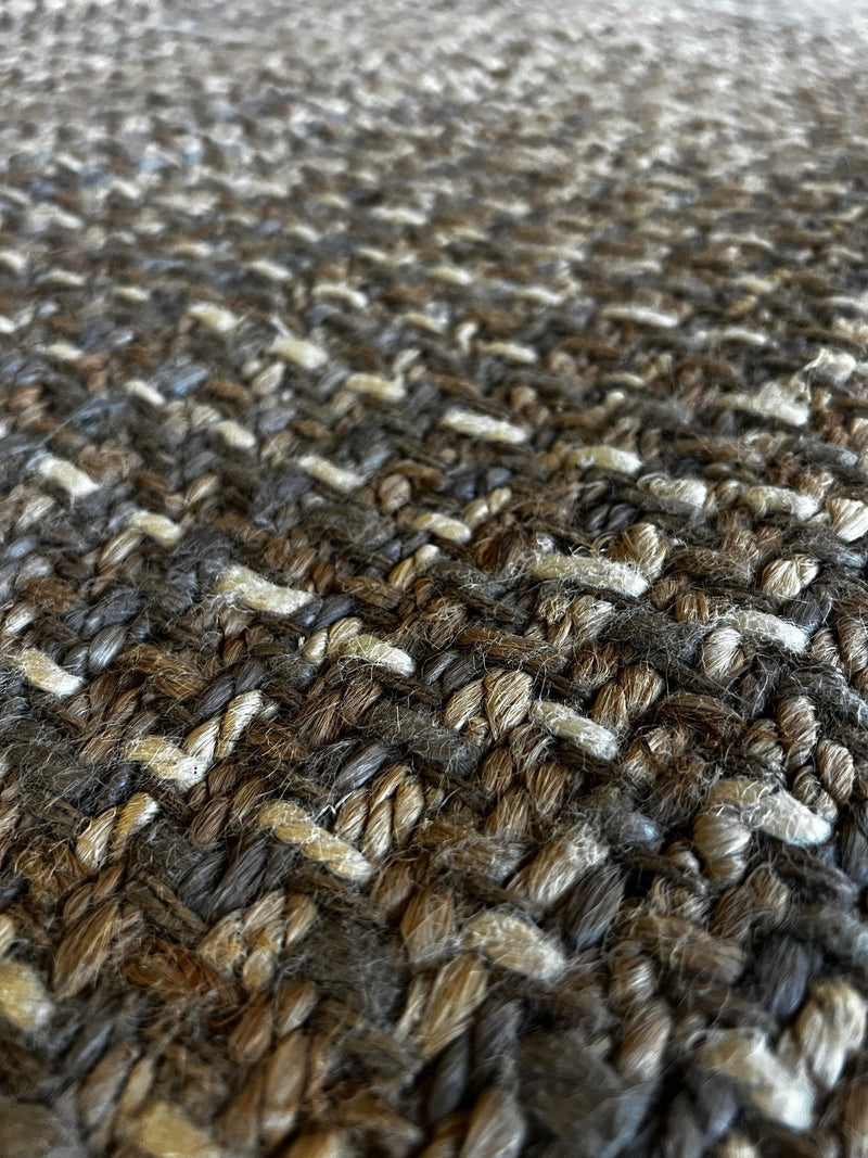 Kent Tekulve 8.3X9.6 Grey and Black Wool & Jute Durrie Rug | Banana Manor Rug Factory Outlet