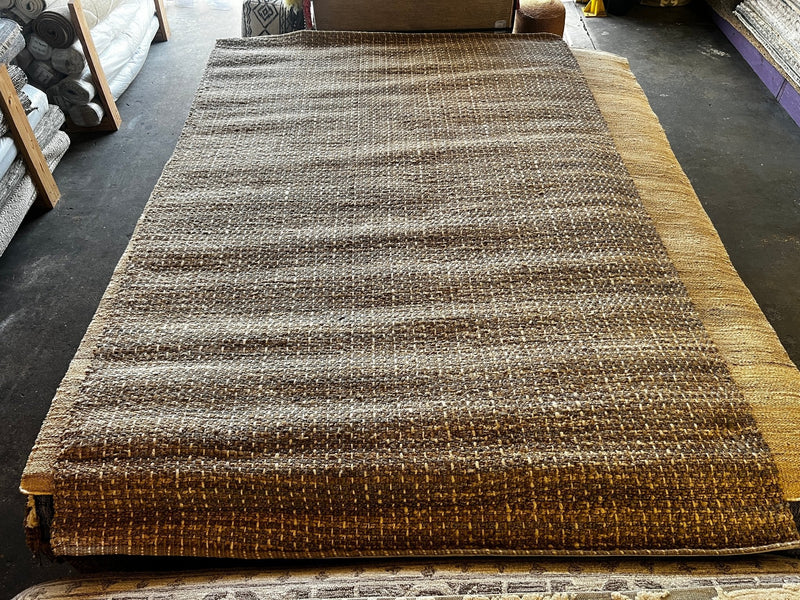 Kent Tekulve 8.3X9.6 Grey and Black Wool & Jute Durrie Rug | Banana Manor Rug Factory Outlet