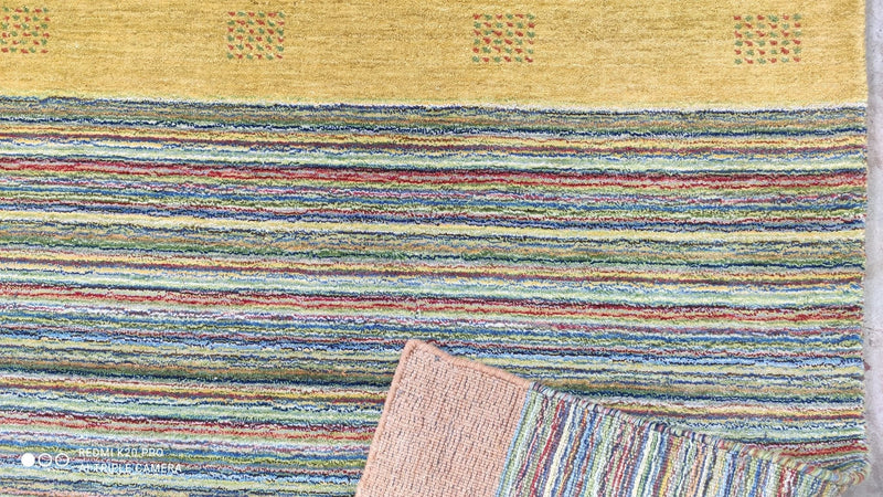 Kenza 8.6x9.9 Handwoven Multi-Colored Striped Wool Rug | Banana Manor Rug Company