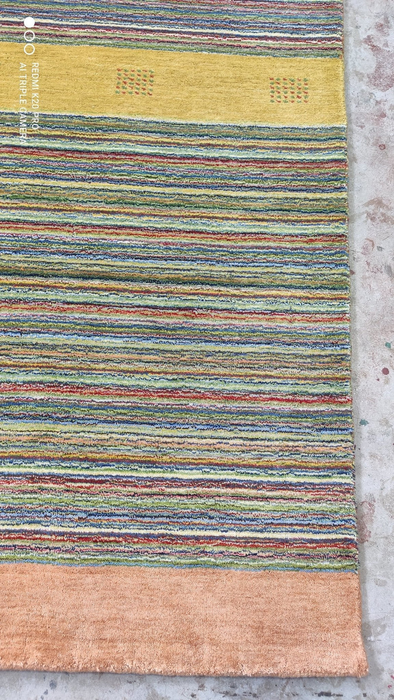 Kenza 8.6x9.9 Handwoven Multi-Colored Striped Wool Rug | Banana Manor Rug Company