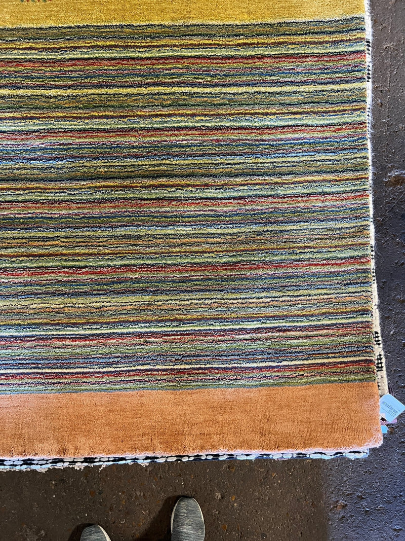 Kenza 8.6x9.9 Handwoven Multi-Colored Striped Wool Rug | Banana Manor Rug Company