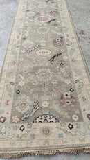 Kiera 3x12 Xanadu Greenish Grey Hand-Knotted Oushak Runner | Banana Manor Rug Company