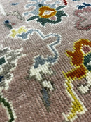 Kim Hertogs 2.6x8 Light Pink and Ivory Hand-Knotted Oushak Runner | Banana Manor Rug Company