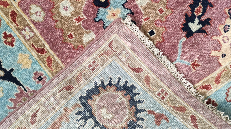 Kimball Rust and Light Blue Oushak Rug | Banana Manor Rug Company