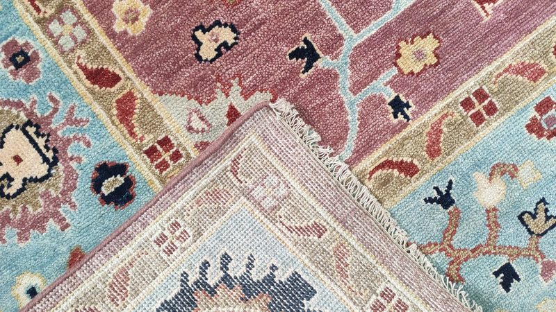 Kimball Rust and Light Blue Oushak Rug | Banana Manor Rug Company