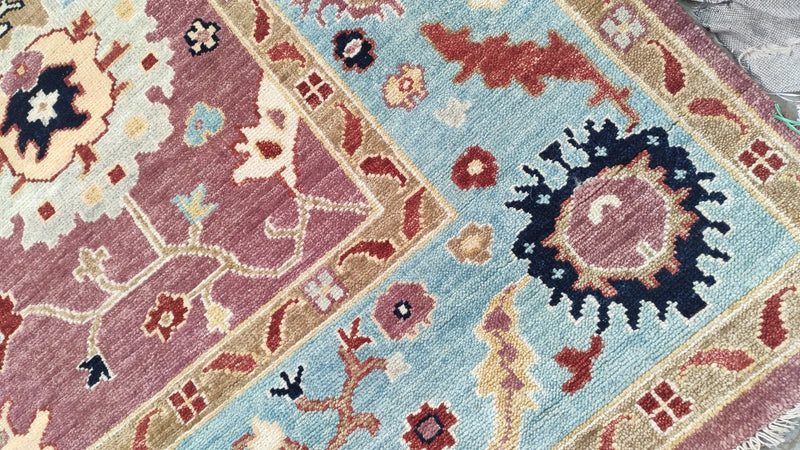 Kimball Rust and Light Blue Oushak Rug | Banana Manor Rug Company
