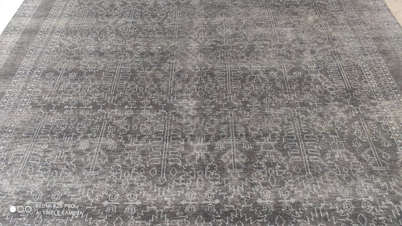 Kimble 9x12 Hand-Knotted Pastel and Grey Oushak Runner | Banana Manor Rug Company