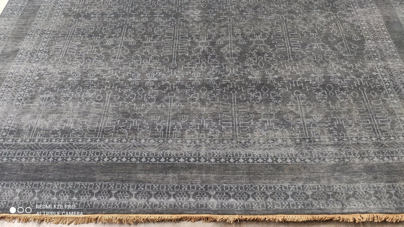 Kimble 9x12 Hand-Knotted Pastel and Grey Oushak Runner | Banana Manor Rug Company