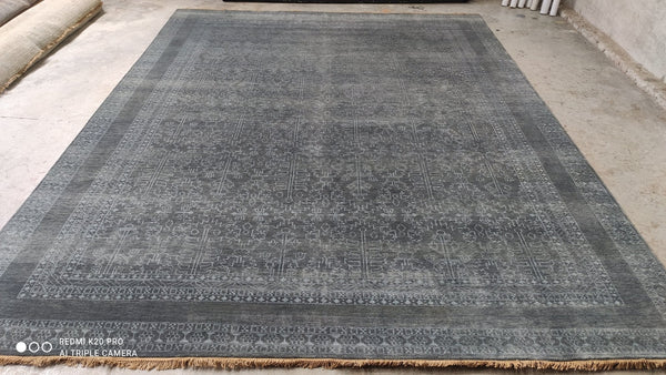 Kimble 9x12 Hand-Knotted Pastel and Grey Oushak Runner | Banana Manor Rug Company