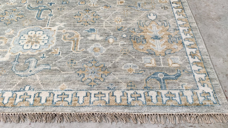 Kinsley 8x10 Grey and Silver Hand-Knotted Oushak Rug | Banana Manor Rug Company