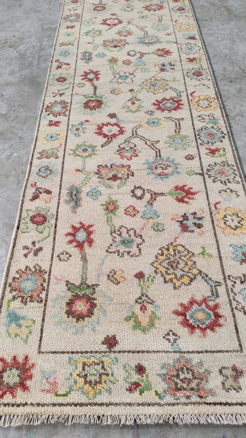 Kirsten Dunst 2.6x10 Cream Hand-Knotted Oushak Runner | Banana Manor Rug Company