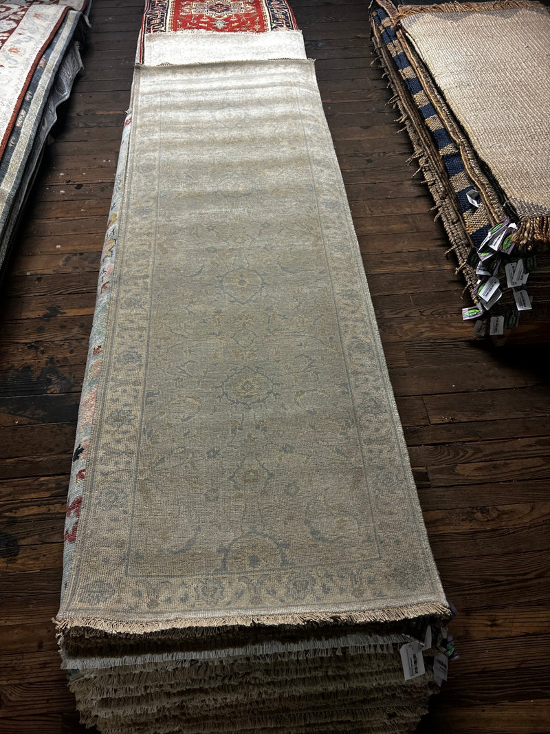 Kirsten Kemp Grey Hand-Knotted Oushak Runner 2.9x7.9 | Banana Manor Rug Company