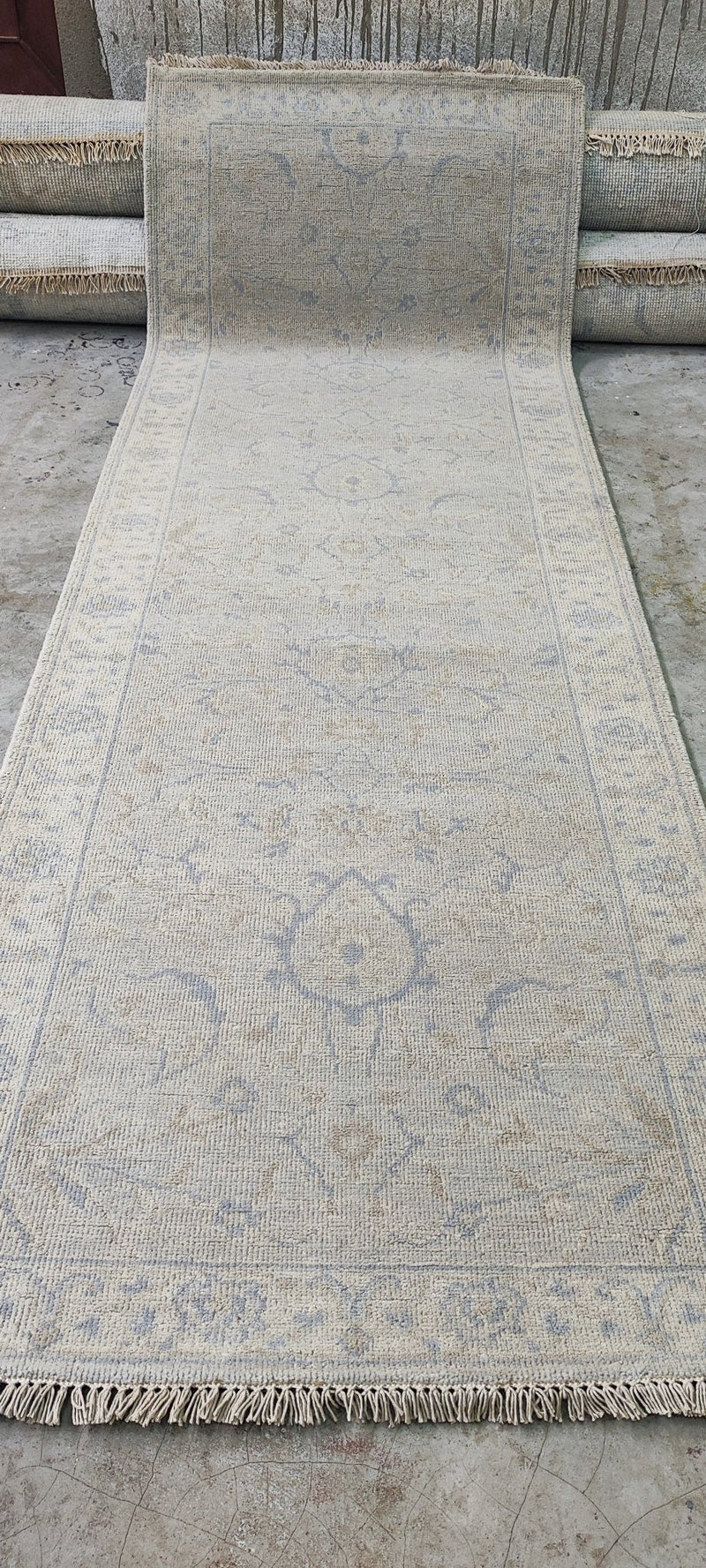 Kirsten Kemp Grey Hand-Knotted Oushak Runner 2.9x7.9 | Banana Manor Rug Company