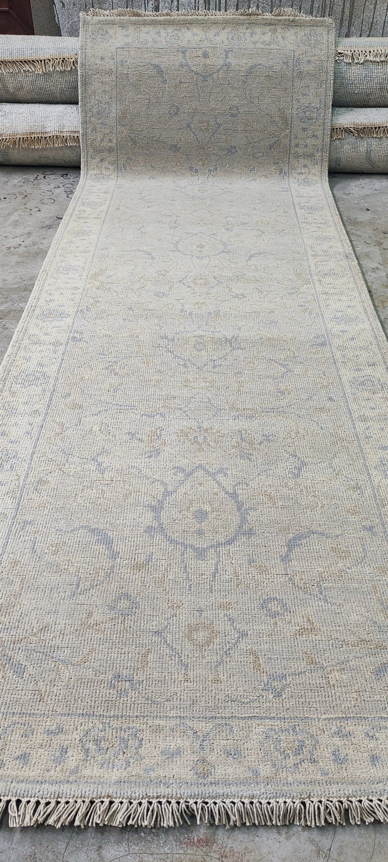 Kirsten Kemp Grey Hand-Knotted Oushak Runner 2.9x7.9 | Banana Manor Rug Company