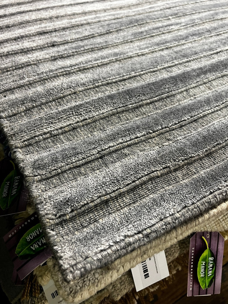 Kitty Sanchez 2.6x22 Silver and Grey Handwoven Runner | Banana Manor Rug Company