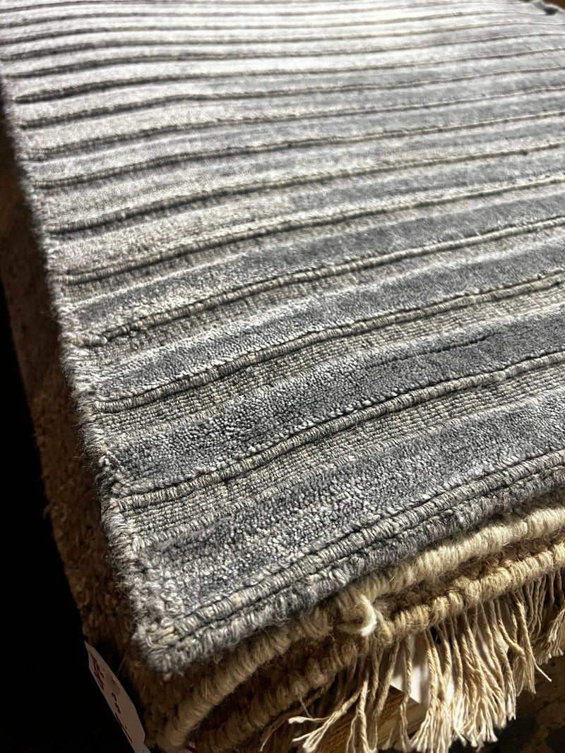 Kitty Sanchez 2.6x22 Silver and Grey Handwoven Runner | Banana Manor Rug Factory Outlet