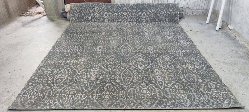 KJ Apa Hand-Knotted Modern Dark Grey and Tan Ikat 8.0X10.0 | Banana Manor Rug Company