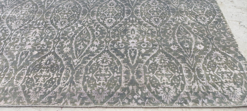 KJ Apa Hand-Knotted Modern Dark Grey and Tan Ikat 8.0X10.0 | Banana Manor Rug Company