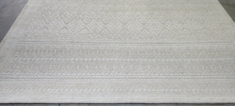 Konstantin Khabensky Hand-Knotted Modern Rug Ivory High-Low 9.3x11.9 | Banana Manor Rug Company