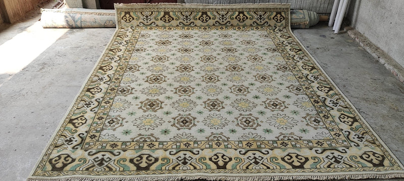 Kristine Riis 8x10 Brown and Ivory Hand-Knotted Oushak Rug | Banana Manor Rug Company