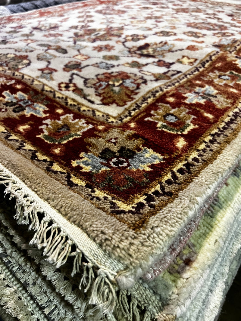 Kylie Bax 4x6 Hand-Knotted All Over Oushak Ivory and Rust | Banana Manor Rug Factory Outlet