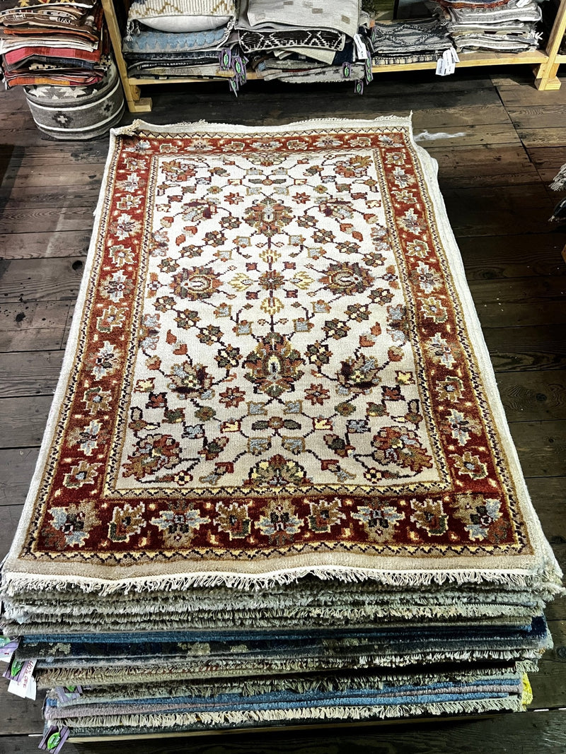 Kylie Bax 4x6 Hand-Knotted All Over Oushak Ivory and Rust | Banana Manor Rug Factory Outlet