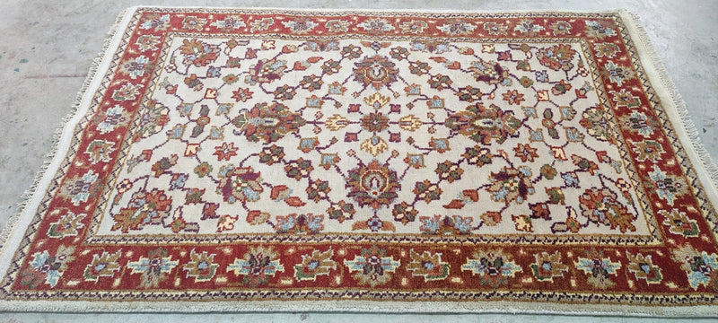 Kylie Bax Hand-Knotted All Over Oushak Ivory and Rust 4x6 | Banana Manor Rug Company