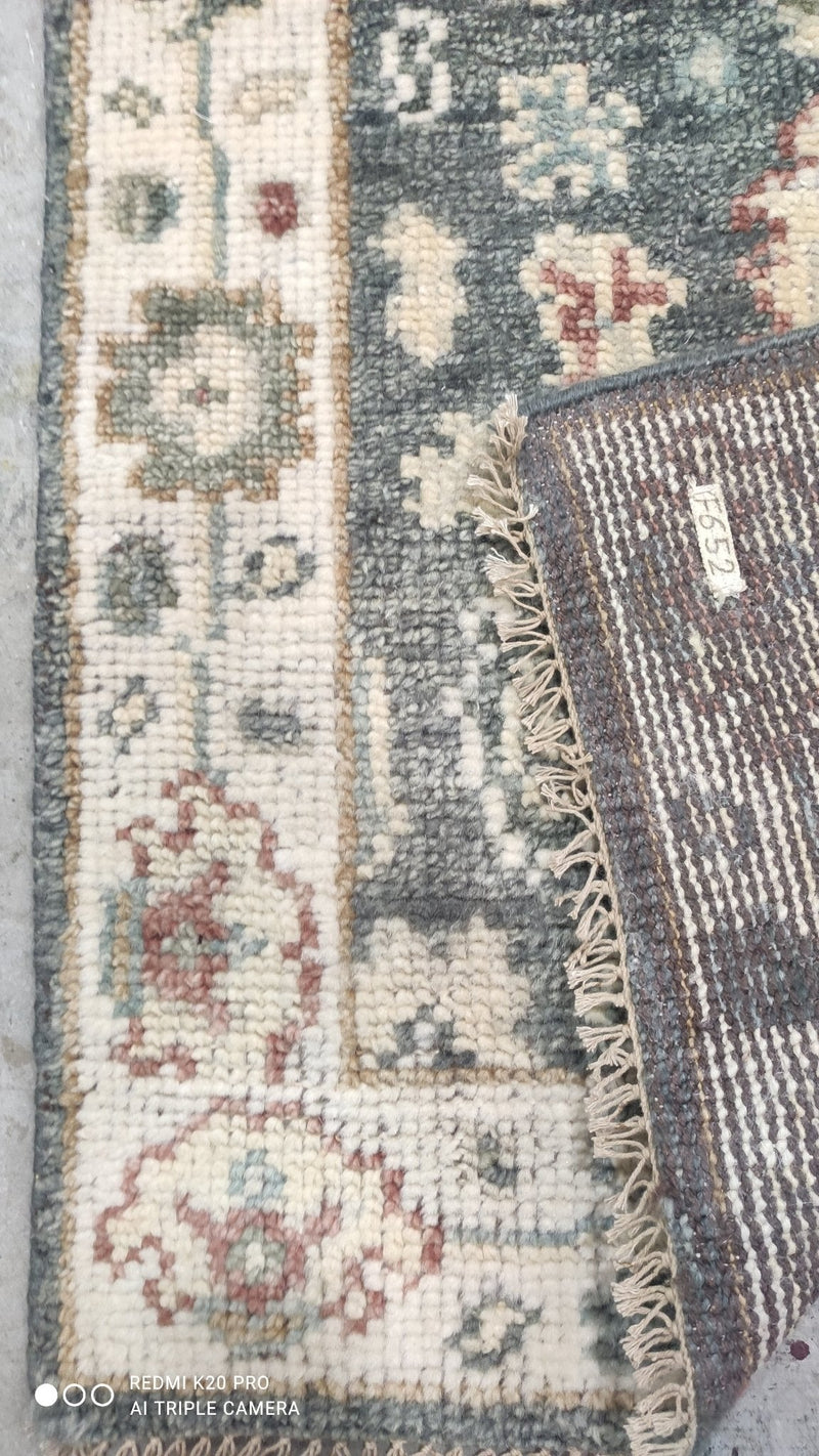 Lacey 2.6x12 Dark Grey and Ivory Oushak Runner | Banana Manor Rug Company