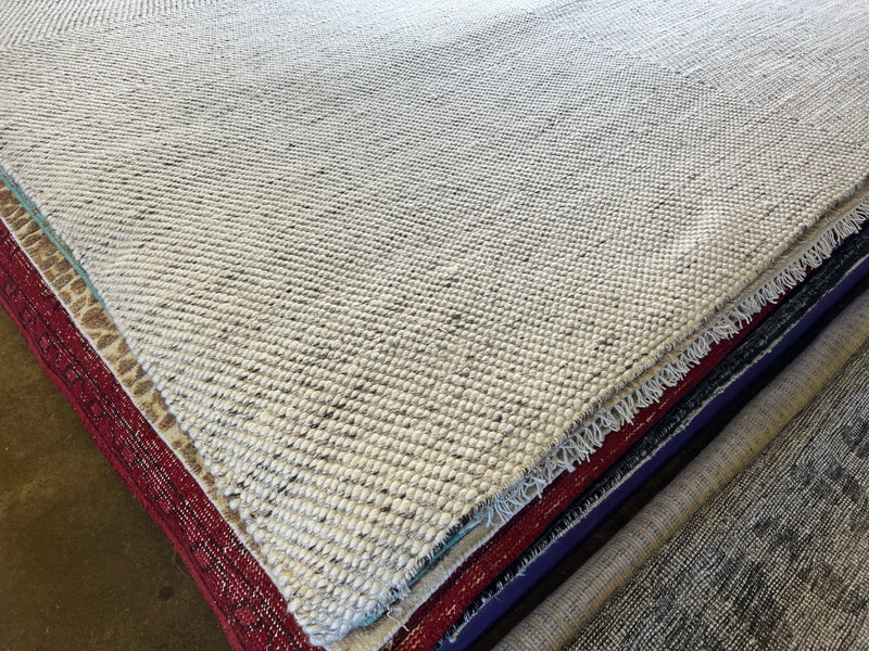 Lacey Underall 9x12.3 Handwoven White Durrie Rug | Banana Manor Rug Company